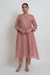 Buy_Sinjhar_Pink Chanderi, Cotton, , Organza Sequins, Kurta, Pant And Dupatta Set 