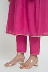 Sinjhar_Fuchsia Chanderi, Silk Organza Embroidery, Zari Split Kurta, Pant And Dupatta Set _at_Aza_Fashions