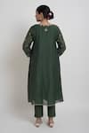 Shop_Sinjhar_Green Chanderi, Cotton, , Organza Embroidery, Kurta, Pant And Dupatta Set _at_Aza_Fashions