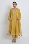 Buy_Sinjhar_Yellow Chanderi, Silk Organza Sequins, Embroidery, Kurta, Pant And Dupatta Set _at_Aza_Fashions