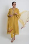 Shop_Sinjhar_Yellow Chanderi, Silk Organza Sequins, Embroidery, Kurta, Pant And Dupatta Set _Online_at_Aza_Fashions