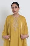 Sinjhar_Yellow Chanderi, Silk Organza Sequins, Embroidery, Kurta, Pant And Dupatta Set _at_Aza_Fashions
