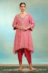 Swati Wadhwani Couture_Purple Tissue, Chanderi Bandhani Dori Work Kurta And Dhoti Set With Dupatta _Online_at_Aza_Fashions