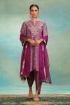 Buy_Swati Wadhwani Couture_Fuchsia Tissue, Chanderi Embroidery, Dori Work And Coin Detailing Kurta Set _at_Aza_Fashions