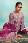 Swati Wadhwani Couture_Fuchsia Tissue, Chanderi Embroidery, Dori Work And Coin Detailing Kurta Set _Online_at_Aza_Fashions