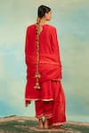 Shop Swati Wadhwani Couture Red Silk, Organza Pearls, Sequins, Embroidery Anarkali Kurta Pant And Dupatta Set at Aza Fashions Shop_Swati Wadhwani Couture_Red Silk, Organza Pearls, Sequins, Embroidery Anarkali Kurta Pant And Dupatta Set _at_Aza_Fashions