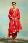 Buy Swati Wadhwani Couture Red Silk, Organza Pearls, Sequins, Embroidery Anarkali Kurta Pant And Dupatta Set at Aza Fashions Buy_Swati Wadhwani Couture_Red Silk, Organza Pearls, Sequins, Embroidery Anarkali Kurta Pant And Dupatta Set _at_Aza_Fashions