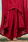 Buy_Swati Wadhwani Couture_Red Silk, Crepe Zari, Pearls, Tassels And Embroidered Kaftan Dhoti Skirt Set _Online_at_Aza_Fashions