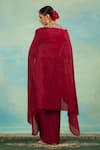 Swati Wadhwani Couture_Wine Crepe Embroidery, Beads Open Neck, Dori And Cutdana Cape Blouse Dhoti Set _Online_at_Aza_Fashions