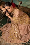Buy_Swati Wadhwani Couture_Brown Crepe, Organza Zari, Mirrors, Anarkali Set With And Work Dupatta _Online_at_Aza_Fashions