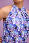 Buy_Tara And I_Blue Silk Embroidery Halter Neck Aquarelle Print Dress _Online_at_Aza_Fashions