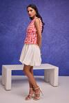 Buy_Tara And I_Red Silk Organza Ruffles Round Neck Aquarelle Print Top _Online_at_Aza_Fashions