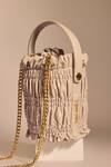 Shop_Tara And I_Cream Smocking, Chains Creme Drift Bucket Bag _at_Aza_Fashions