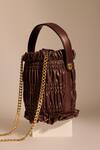 Tara And I_Brown Smocking Mocha Drift Bucket Bag _Online_at_Aza_Fashions