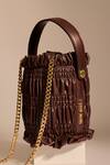 Shop_Tara And I_Brown Smocking Mocha Drift Bucket Bag _at_Aza_Fashions