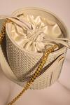Buy_Tara And I_Cream Rhinestones, Chains Creme Intermesh Bucket Bag _Online_at_Aza_Fashions