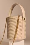 Shop_Tara And I_Cream Rhinestones, Chains Creme Intermesh Bucket Bag _Online_at_Aza_Fashions