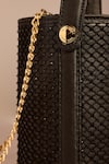 Shop_Tara And I_Black Rhinestones, Studs Intermesh Bucket Bag _Online_at_Aza_Fashions