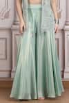 Mandira Wirk Resort_Aqua Lurex, Georgette Beads, Sequins Open Embellished Sheer Jacket Palazzo Set _Online_at_Aza_Fashions