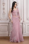 Buy_Mandira Wirk Resort_Pink Lycra Beads, Sequins, Embroidery Sweetheart Embellished Blouse Lehenga Set _Online_at_Aza_Fashions