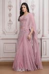Shop_Mandira Wirk Resort_Pink Lycra Beads, Sequins, Embroidery Sweetheart Embellished Blouse Lehenga Set _Online_at_Aza_Fashions