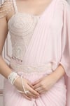 Shop_Mandira Wirk Resort_Pink Georgette Sequins, Beads, Embellished Pre-draped Saree With Blouse _Online_at_Aza_Fashions