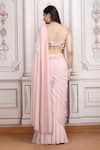 Shop_Mandira Wirk Resort_Pink Georgette Sequins, Beads, Zari, Embroidery, Pre-draped Saree With Blouse _at_Aza_Fashions