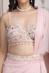 Mandira Wirk Resort_Pink Georgette Sequins, Beads, Zari, Embroidery, Pre-draped Saree With Blouse _Online_at_Aza_Fashions