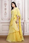 Mandira Wirk Resort_Yellow Chiffon Embroidery, Beads, Sequins, Ruffle Pre-draped Lehenga Saree Set _Online_at_Aza_Fashions