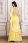 Shop_Mandira Wirk Resort_Yellow Chiffon Embroidery, Beads, Sequins, Ruffle Pre-draped Lehenga Saree Set _at_Aza_Fashions