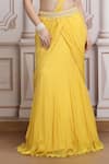 Mandira Wirk Resort_Yellow Chiffon Beads, Sequins, Embroidery, Pre-draped Saree With Blouse _at_Aza_Fashions