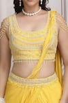 Buy_Mandira Wirk Resort_Yellow Chiffon Beads, Sequins, Embroidery, Pre-draped Saree With Blouse 