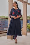 Buy Vaayu Blue Muslin, Cotton Applique, Foil Printing Round Indigo Bloom Kurta And Pant Set at Aza Fashions Buy_Vaayu_Blue Muslin, Cotton Applique, Foil Printing Round Indigo Bloom Kurta And Pant Set _at_Aza_Fashions