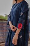 Buy_Vaayu_Blue Muslin, Cotton Applique, Embroidery, Tassels Indigo Bloom Kurta Set _Online_at_Aza_Fashions