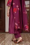 Buy_Vaayu_Purple Silk Applique, Tassels Round Neck Amethyst Floral Kurta Set _Online_at_Aza_Fashions
