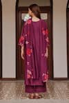Shop_Vaayu_Purple Silk Applique, Tassels Round Neck Amethyst Floral Kurta Set _at_Aza_Fashions