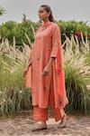 Buy_Vaayu_Pink Muslin, Cotton Embroidery, Applique, Tassels Magnolia Thread Kurta Set _Online_at_Aza_Fashions