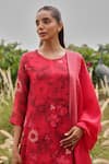 Shop_Vaayu_Pink Muslin, Cotton Embroidery, Tassels Round Neck Rosewood Bloom Kurta Set _Online_at_Aza_Fashions