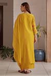 Shop Vaayu Yellow Muslin, Cotton Applique, Tassels Round Neck Canary Bloom Kurta Set at Aza Fashions Shop_Vaayu_Yellow Muslin, Cotton Applique, Tassels Round Neck Canary Bloom Kurta Set _at_Aza_Fashions