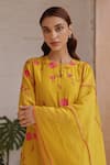 Shop Vaayu Yellow Muslin, Cotton Applique, Tassels Round Neck Canary Bloom Kurta Set Online at Aza Fashions Shop_Vaayu_Yellow Muslin, Cotton Applique, Tassels Round Neck Canary Bloom Kurta Set _Online_at_Aza_Fashions