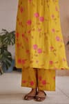 Buy_Vaayu_Yellow Muslin, Cotton Embroidery, Applique Round Canary Bloom Kurta And Pant Set _Online_at_Aza_Fashions