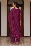 Shop_Vaayu_Purple Muslin, Cotton Embroidery, Applique, Tassels Amethyst Bloom Kurta Set _at_Aza_Fashions