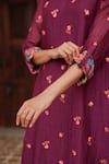 Vaayu_Purple Muslin, Cotton Embroidery Round Neck, Amethyst Bloom Kurta And Pant Set _Online_at_Aza_Fashions