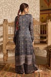 Shop_Akashi Clothing_Blue Modal, Satin Beads, Embroidery Ajrakh Hand Block Print Kurta And Palazzo Set _at_Aza_Fashions