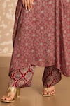 Buy_Akashi Clothing_Red Modal, Satin Embroidery, Sequins, Metallic Ajrakh Print Kaftan And Pant Set _Online_at_Aza_Fashions