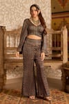 Buy_Akashi Clothing_Black Modal, Satin Embroidery, Metallic Ajrakh Print Crop Top And Palazzo Set _at_Aza_Fashions