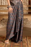 Buy_Akashi Clothing_Blue Modal, Satin Embroidery, Tassels Split Ajrakh Print Top And Draped Skirt Set _Online_at_Aza_Fashions