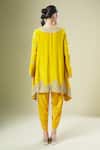 Shop_Samyukta Singhania_Yellow Georgette Embroidery, Zari Split Asymmetrical Kurta And Dhoti Pant Set _at_Aza_Fashions