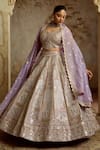 Buy SUHINO Purple Tissue, Organza Mirrors, Patchwork, Embroidery, Foil Lehenga Set at Aza Fashions Buy_SUHINO_Purple Tissue, Organza Mirrors, Patchwork, Embroidery, Foil Lehenga Set _at_Aza_Fashions