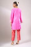 Shop_Archana Shah_Pink Silk Embroidery, Metallic Thread Split V-neck Dahlia Kurta Set _at_Aza_Fashions